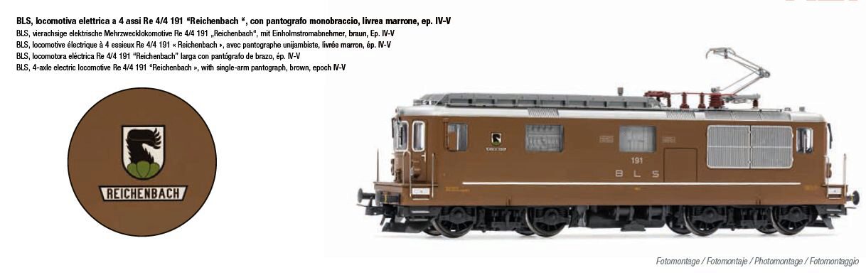 Rivarossi HR2960ACS BLS E-Lok Re 4/4 191 Reichenbach lange Version  Einholmpanto  ScheibeNr. äder  Ep. IV-V